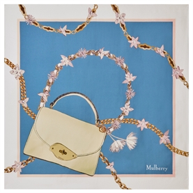 Mulberry Lana Bag & Chains Square Brighton Blue & Buttermilk Silk Twill